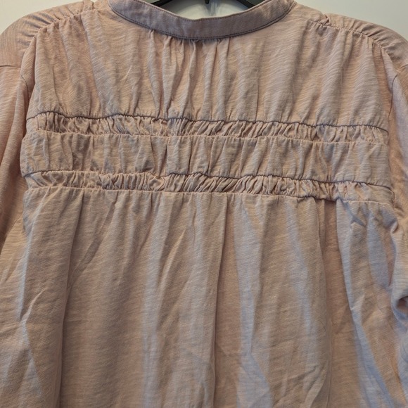 Cotton Long Sleeve Button Down‎ Top Ruched Blouse Casual Shirt - Picture 5 of 10